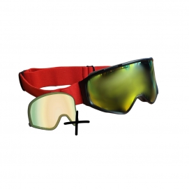Gogle snowboardowe Aphex VORTEX czarny mat ze złotą szybką S3 REVO + szybka S1 + pasek